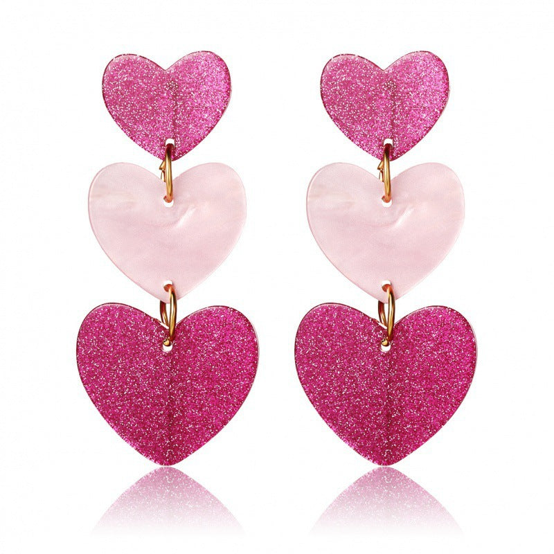 Wholesale color matching Valentine's Day acrylic love earrings simple pendant texture dopamine earrings